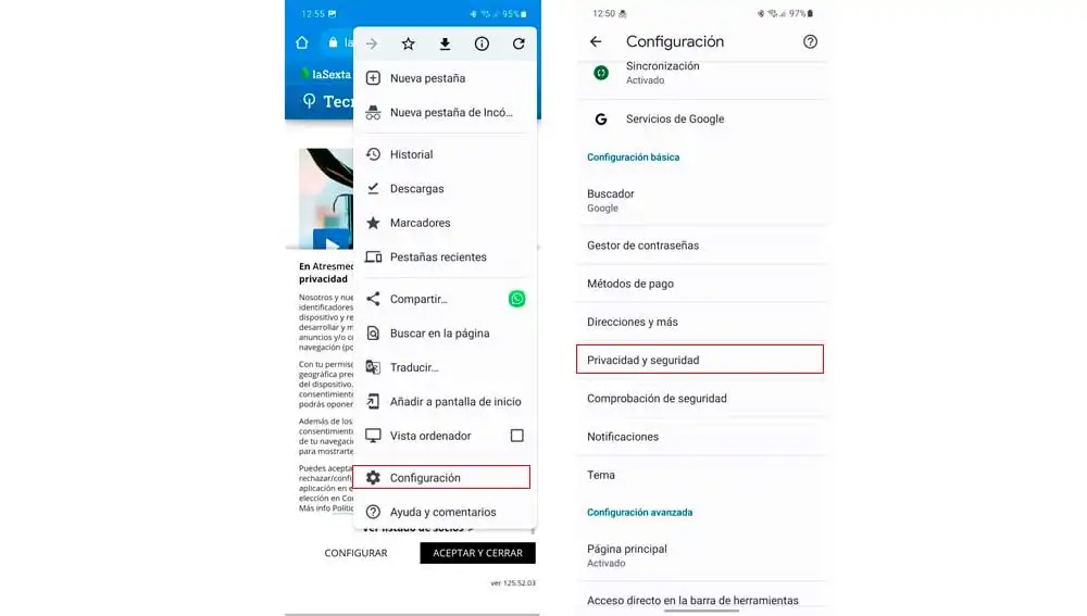 Ajustes de seguridad en Google Chrome Ajustes de seguridad en Google Chrome