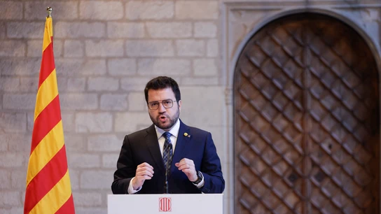 El president de la Generalitat, Pere Aragonès, durante una intervención El president de la Generalitat, Pere Aragonès, durante una intervención