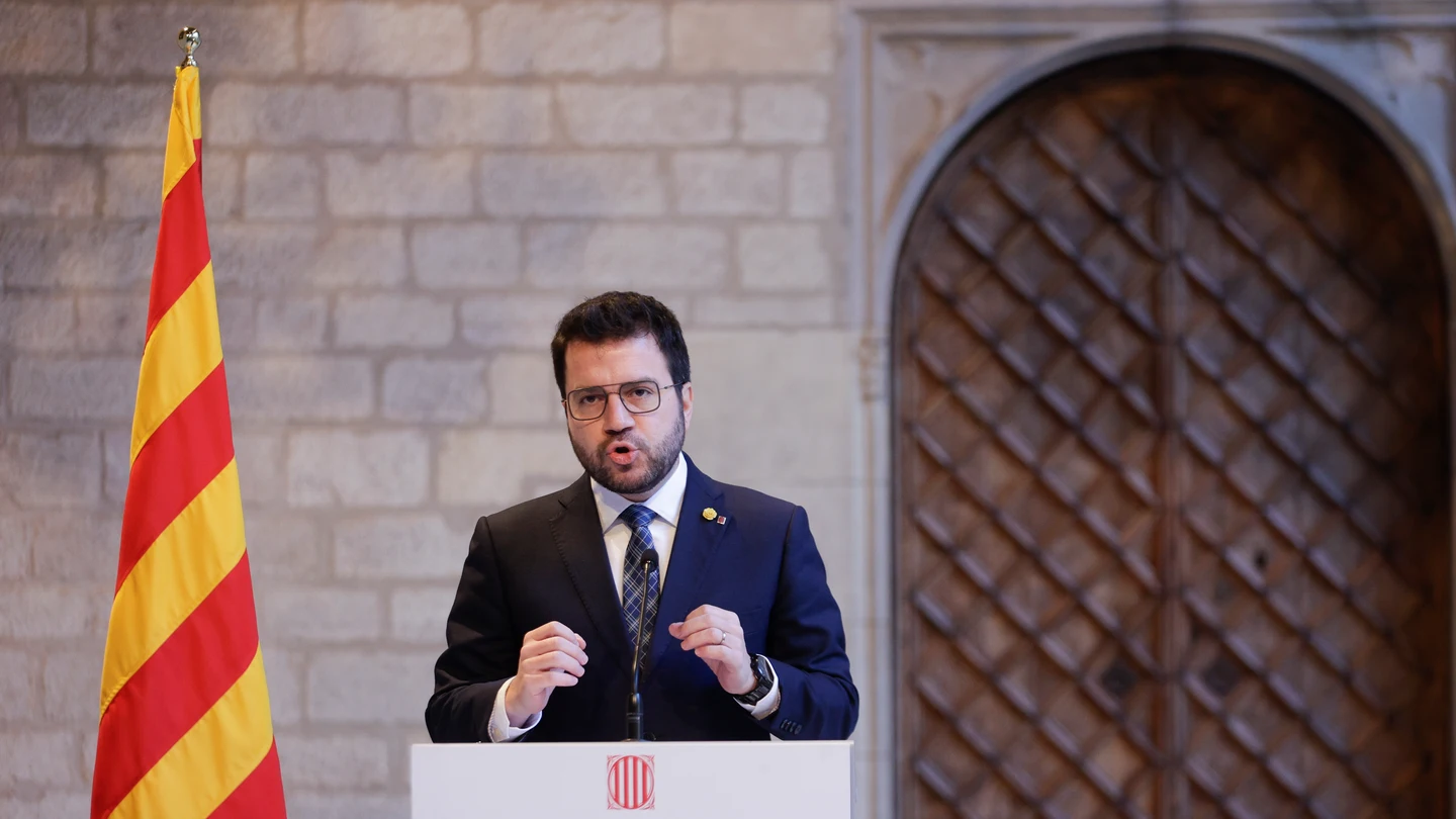 El president de la Generalitat, Pere Aragonès, durante una intervención El president de la Generalitat, Pere Aragonès, durante una intervención
