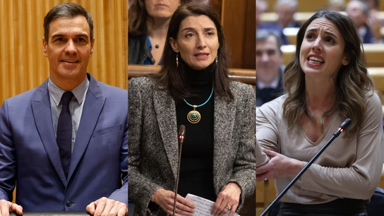 Pedro Sánchez, Pilar Llop e Irene Montero Pedro Sánchez, Pilar Llop e Irene Montero