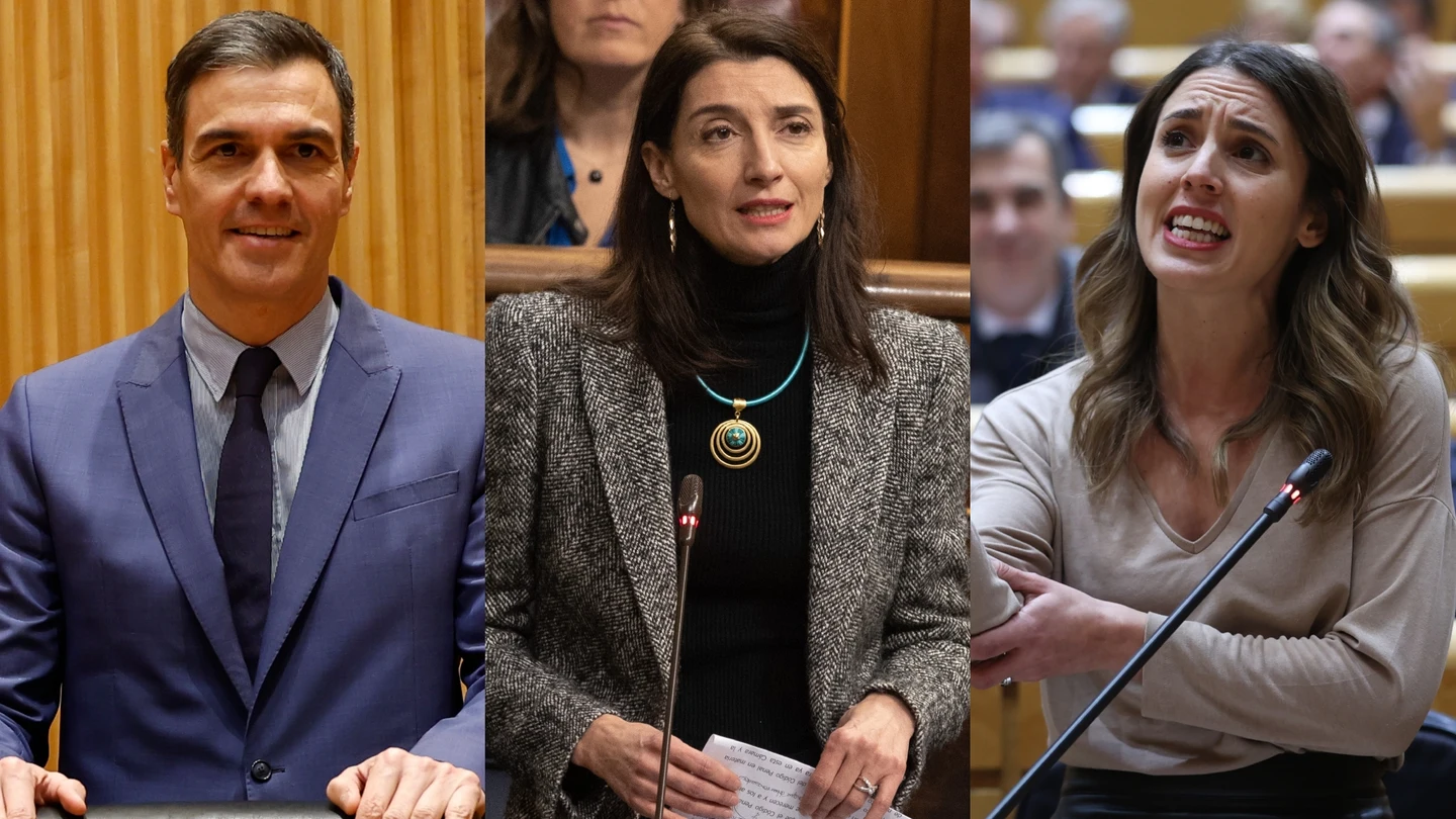 Pedro Sánchez, Pilar Llop e Irene Montero Pedro Sánchez, Pilar Llop e Irene Montero
