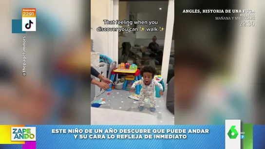 Ríe y grita de alegría: la tierna reacción de un niño al darse cuenta de que puede andar solo Ríe y grita de alegría: la tierna reacción de un niño al darse cuenta de que puede andar solo