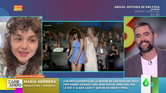 María Herrera desvela lo que hubo detrás de su placaje viral a Clara Lago en pleno directo de los Goya María Herrera desvela lo que hubo detrás de su placaje viral a Clara Lago en pleno directo de los Goya