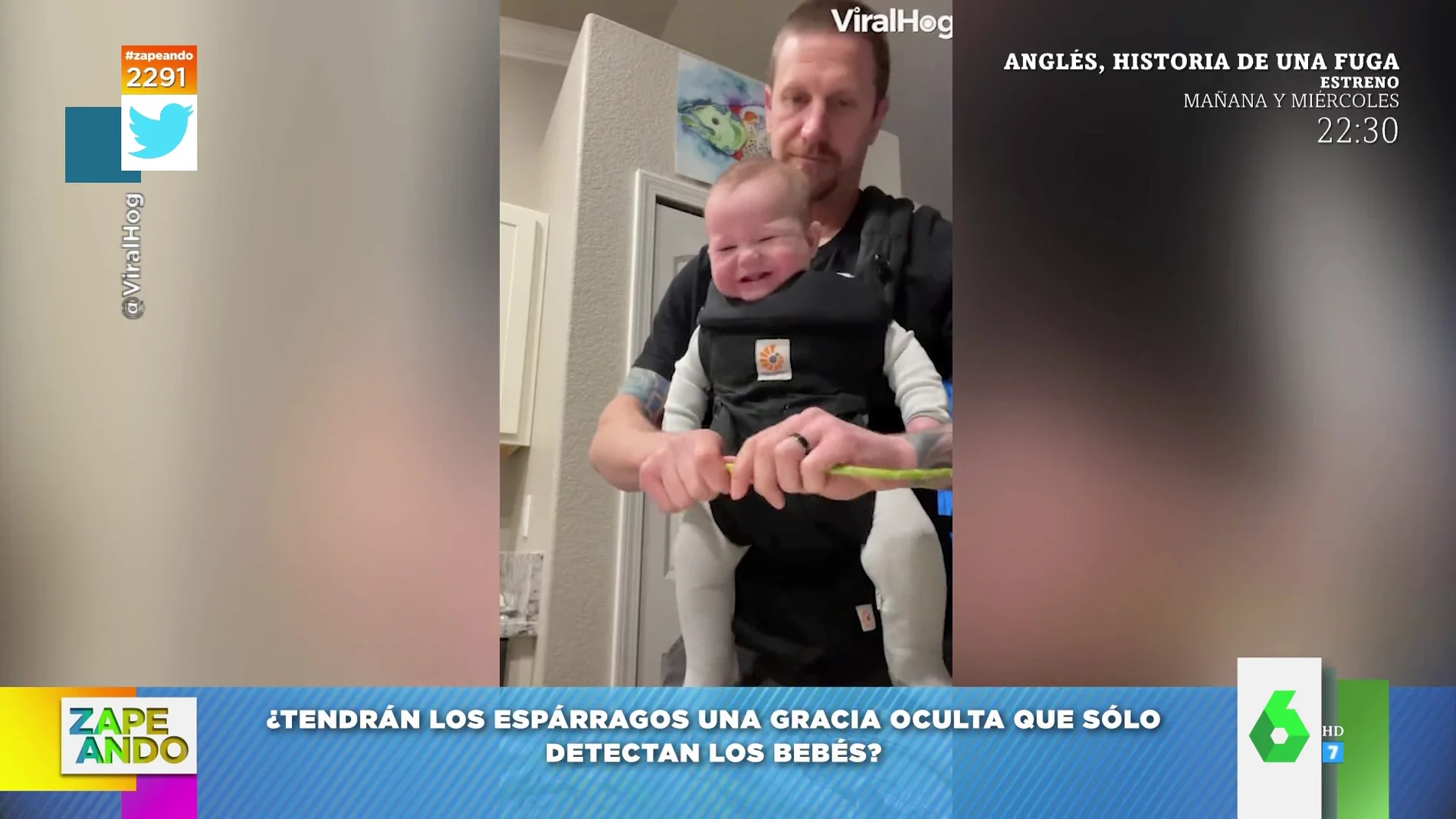 El ataque de risa viral de un bebé cuando ve a su padre partir espárragos para la comida 
