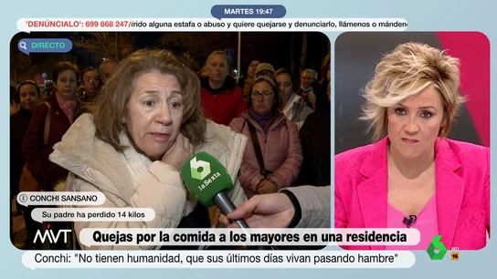 Habla la hija de un anciano que ha perdido 13 kilos por "hambre" en un residencia de Madrid: "No tienen humanidad" Habla la hija de un anciano que ha perdido 13 kilos por "hambre" en un residencia de Madrid: "No tienen humanidad"