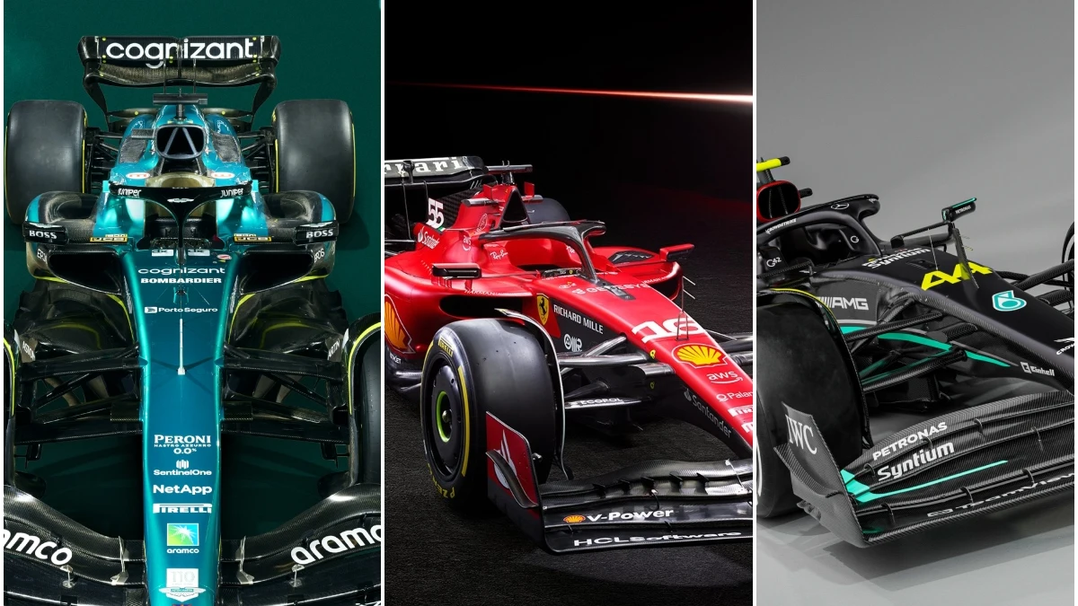 El Aston Martin, el Ferrari y el Mercedes de 2023