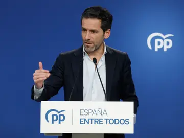 Borja Sémper, portavoz de campaña del PP, durante una comparecencia
