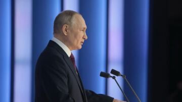 El presidente de Rusia, Vladimir Putin, pronuncia su discurso