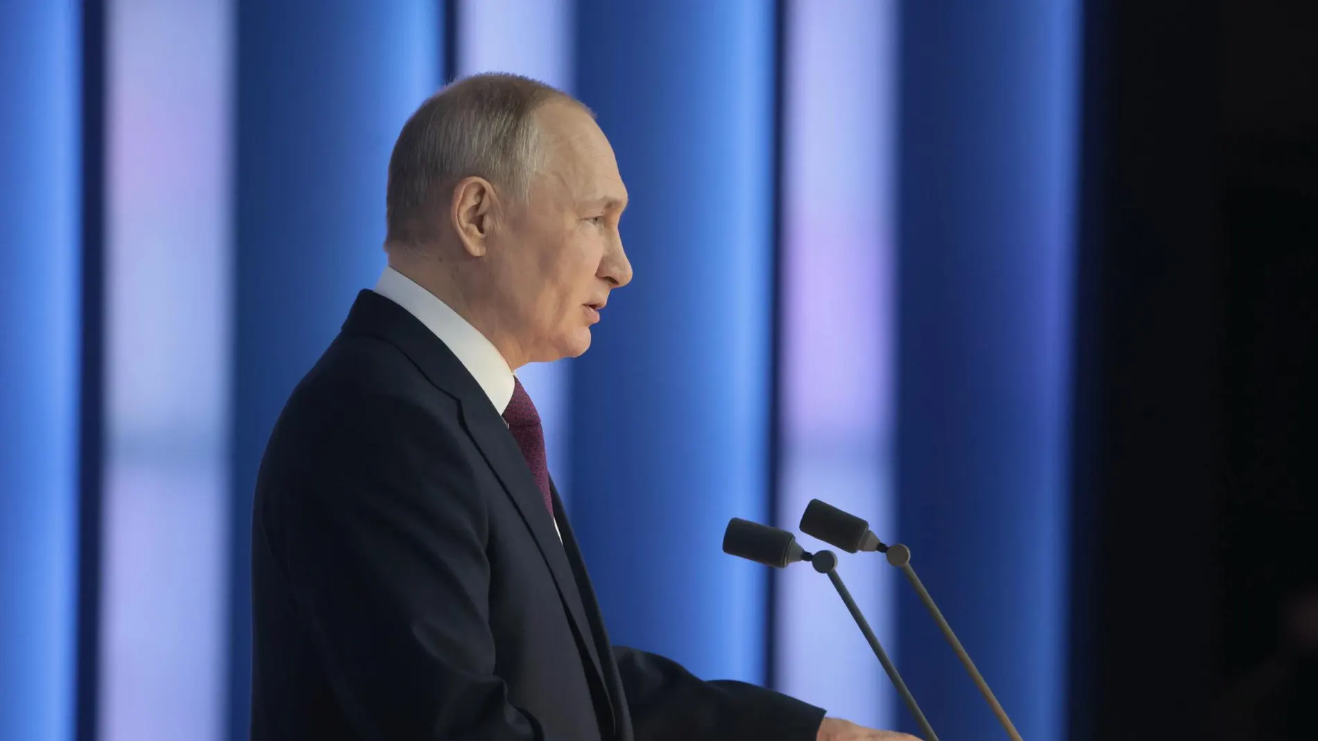 El presidente de Rusia, Vladimir Putin, pronuncia su discurso
