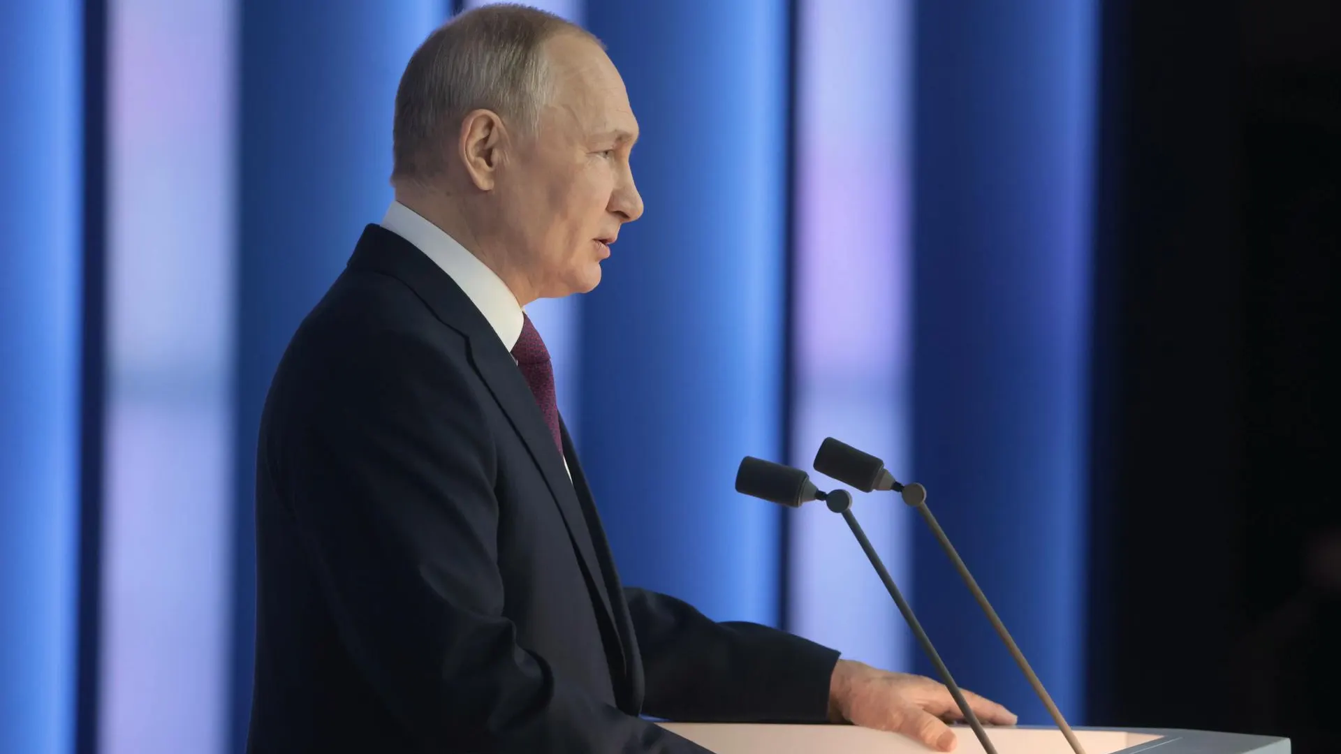 El presidente de Rusia, Vladimir Putin, pronuncia su discurso