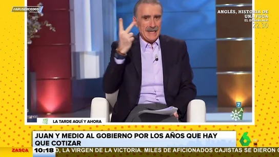 Juan y Medio ya sabe para qué hace falta una vida en el 'más allá': "En esta, no te da tiempo a cotizar" Juan y Medio ya sabe para qué hace falta una vida en el 'más allá': "En esta, no te da tiempo a cotizar"