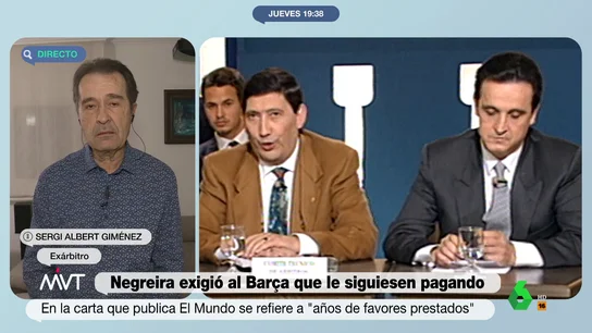 El exárbitro Albert Giménez asegura que Negreira le amenazó: "Es un prepotente, me dijo que tuviera cuidado" El exárbitro Albert Giménez asegura que Negreira le amenazó: "Es un prepotente, me dijo que tuviera cuidado"