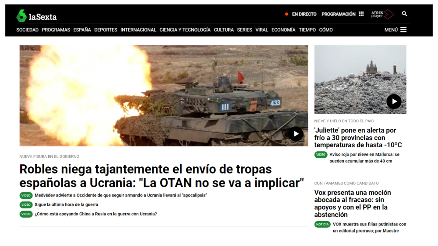 Portada de laSexta.com Portada de laSexta.com