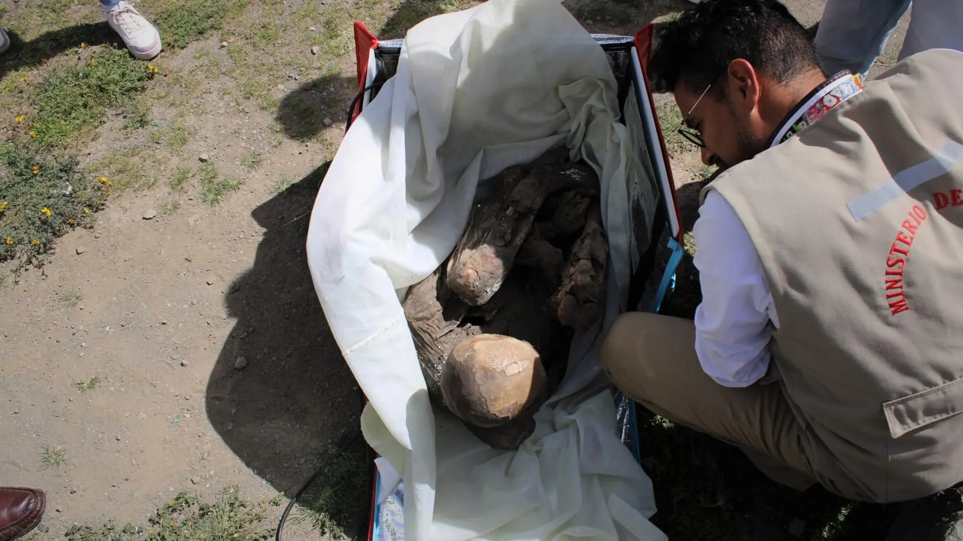 Encuentran una momia en una mochila de un repartidor en Per&uacute;
