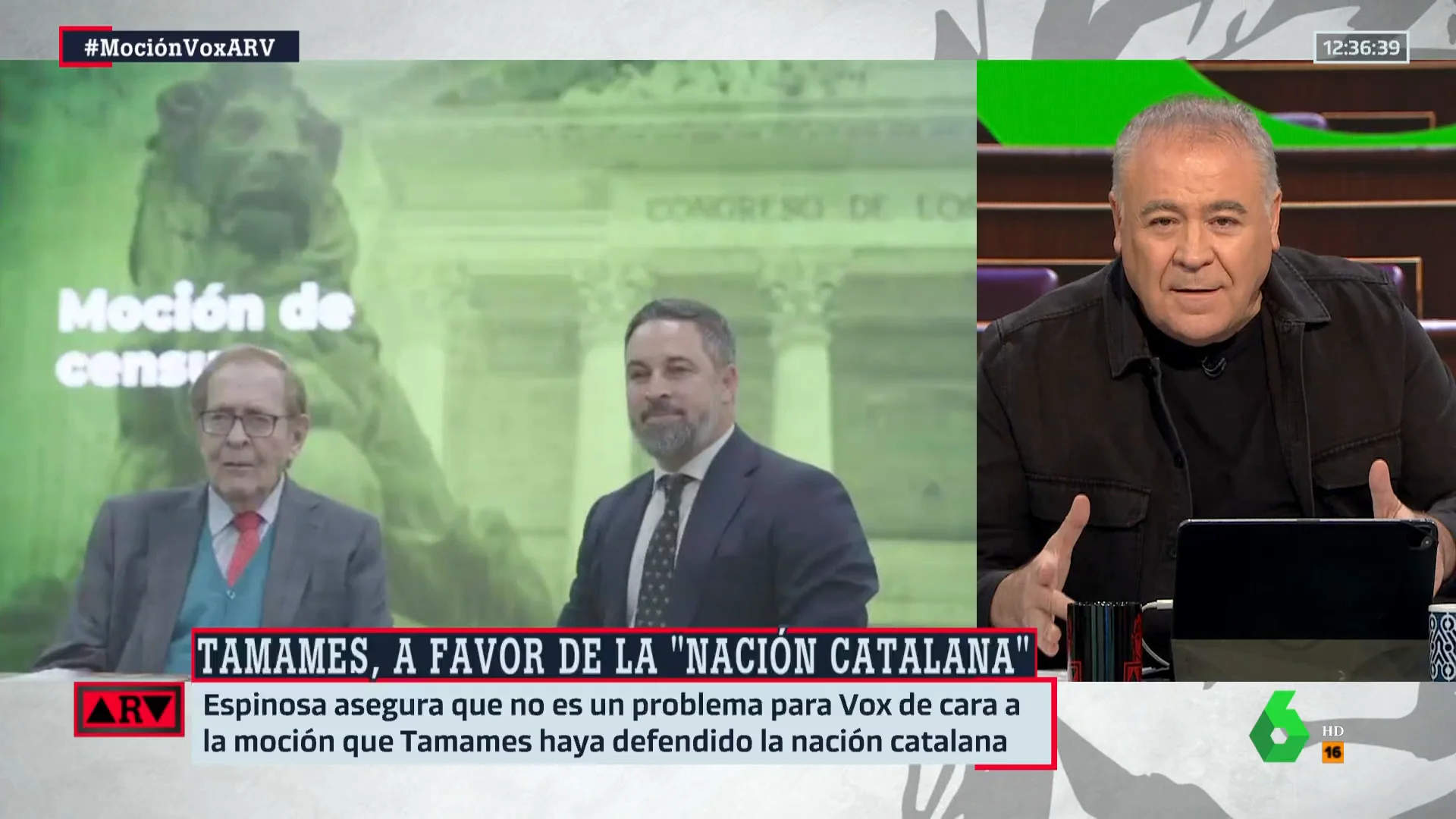 Ferreras, sobre la elección de Tamames para liderar la moción de censura de Vox: "Es todo un disparate"