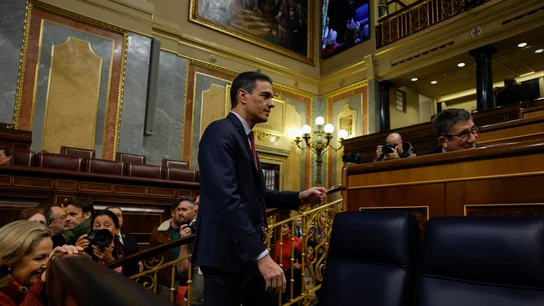 Imagen de archivo del presidente del Gobierno, Pedro Sánchez (c) durante el pleno del Congreso. Imagen de archivo del presidente del Gobierno, Pedro Sánchez (c) durante el pleno del Congreso.