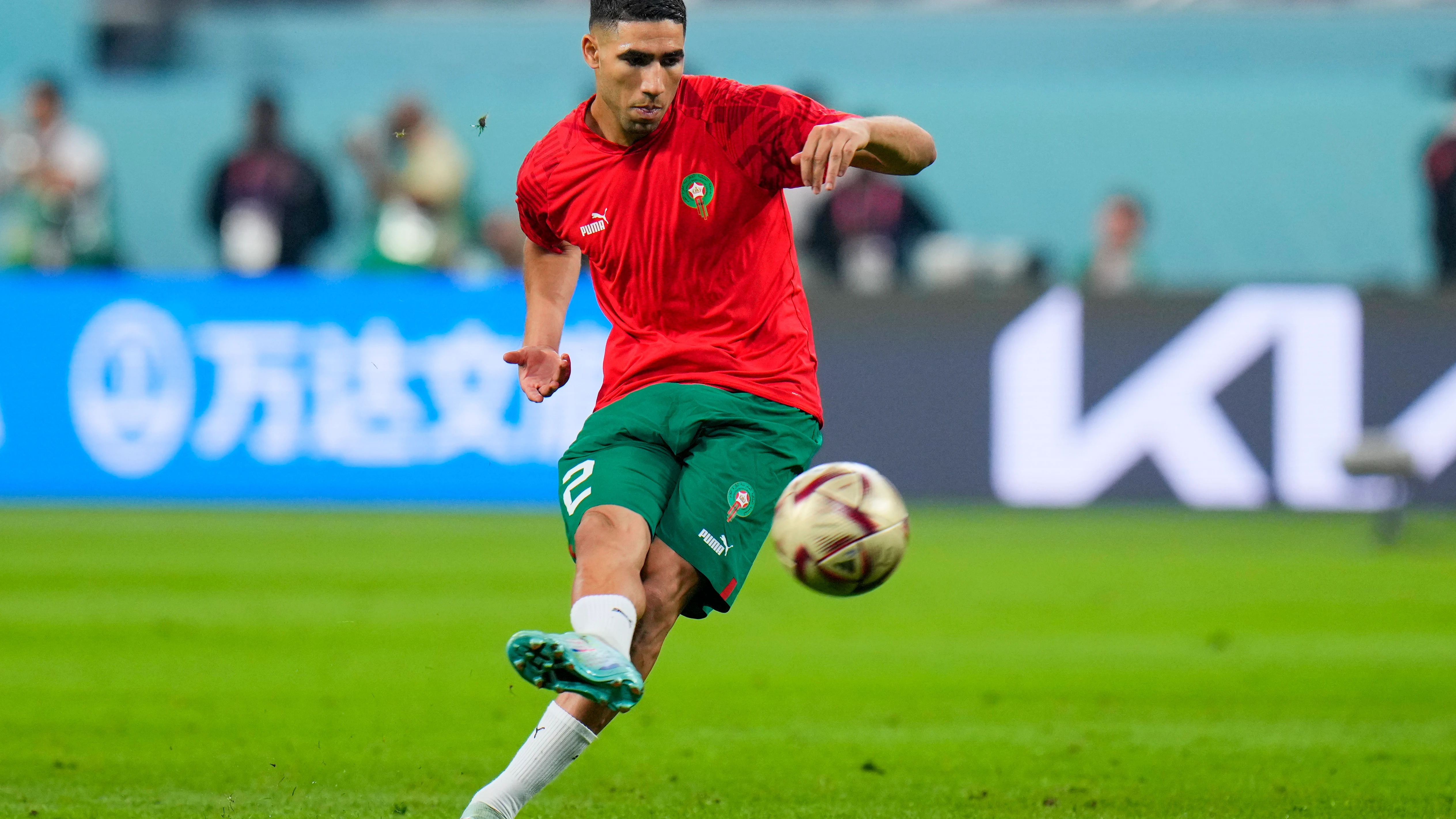 Achraf Hakimi, durante un partido con Marruecos durante el Mundial de Qatar