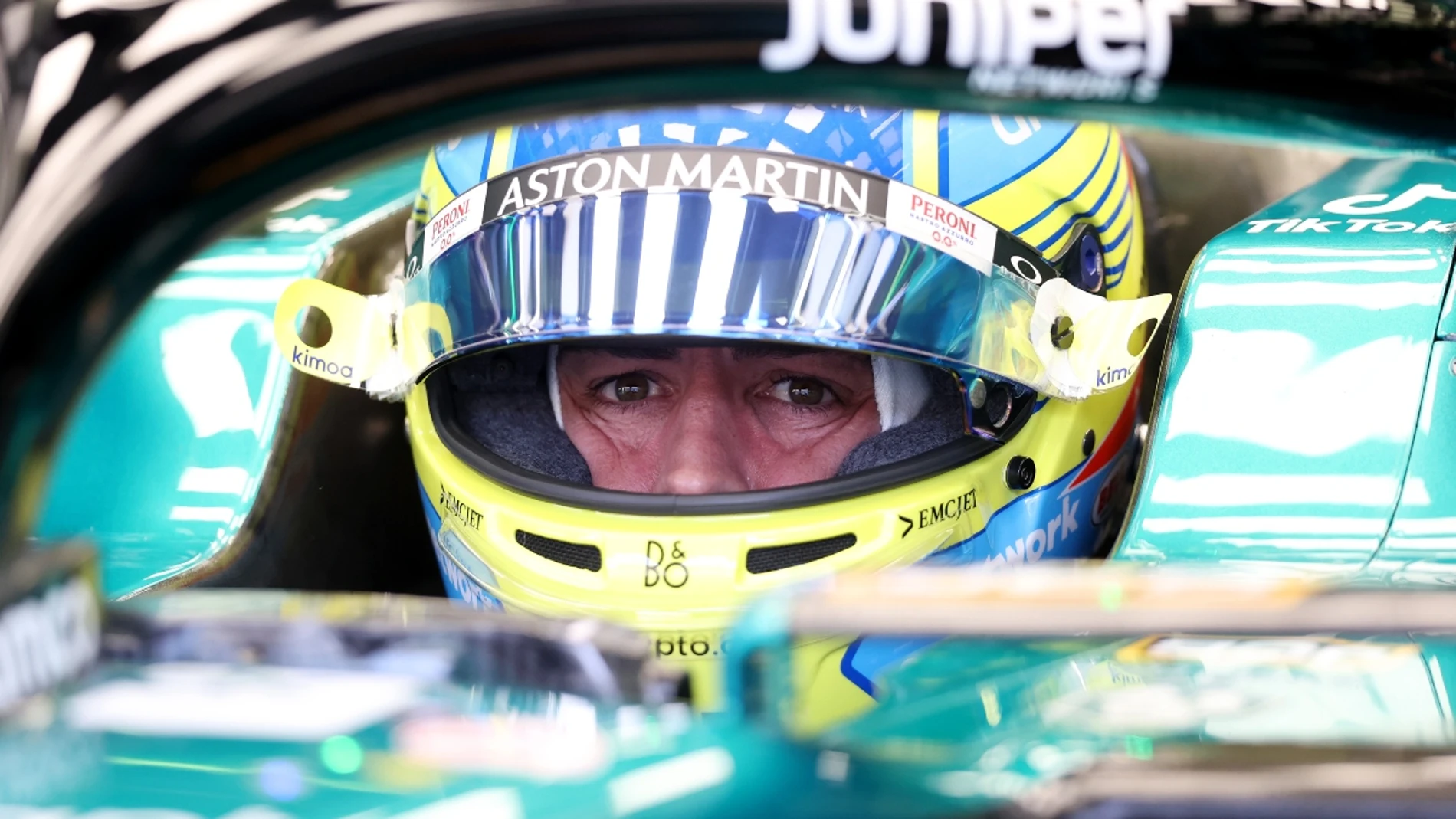 Fernando Alonso, en el Aston Martin