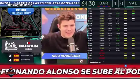 ¡Qué espectáculo! Así fue la narración de Nico Rodríguez en el Chiringuito con el podio de Fernando Alonso