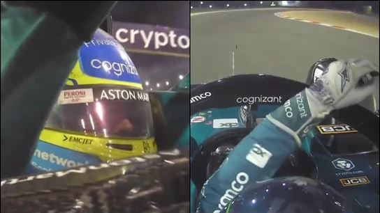 Saludo entre Fernando Alonso y Lance Stroll tras acabar la carrera Saludo entre Fernando Alonso y Lance Stroll tras acabar la carrera