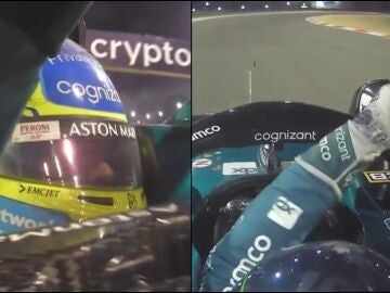 Saludo entre Fernando Alonso y Lance Stroll tras acabar la carrera
