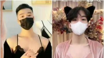 Modelos posando con lencería femenina en China