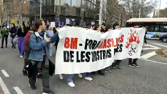 Una conductora embiste a tres activistas feministas que cortaban la Diagonal en Barcelona Una conductora embiste a tres activistas feministas que cortaban la Diagonal en Barcelona