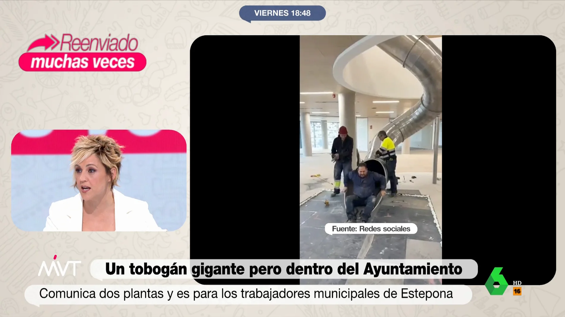 La reacción de Cristina Pardo al conocer el regreso del tobogán 'del terror' de Estepona: "¿Se va a tirar por ahí el alcalde?" 