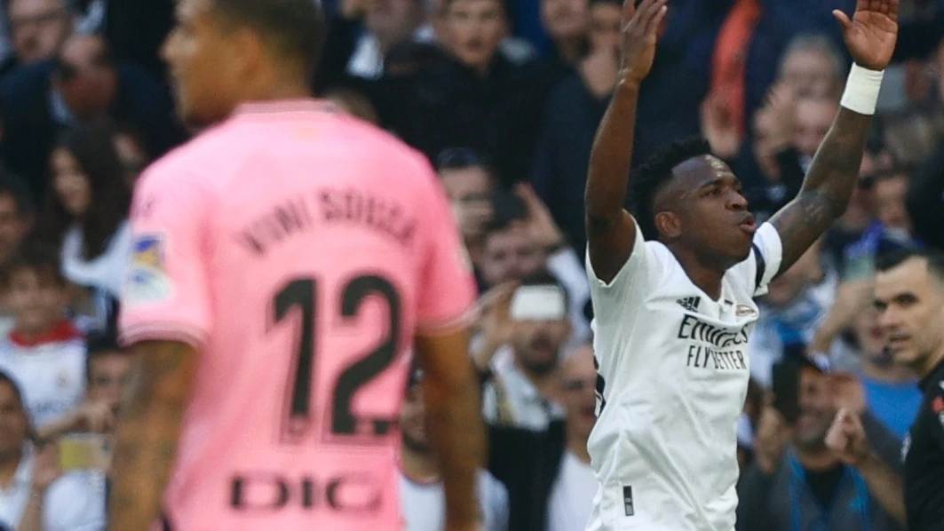 Vinicius celebra un gol con el Real Madrid