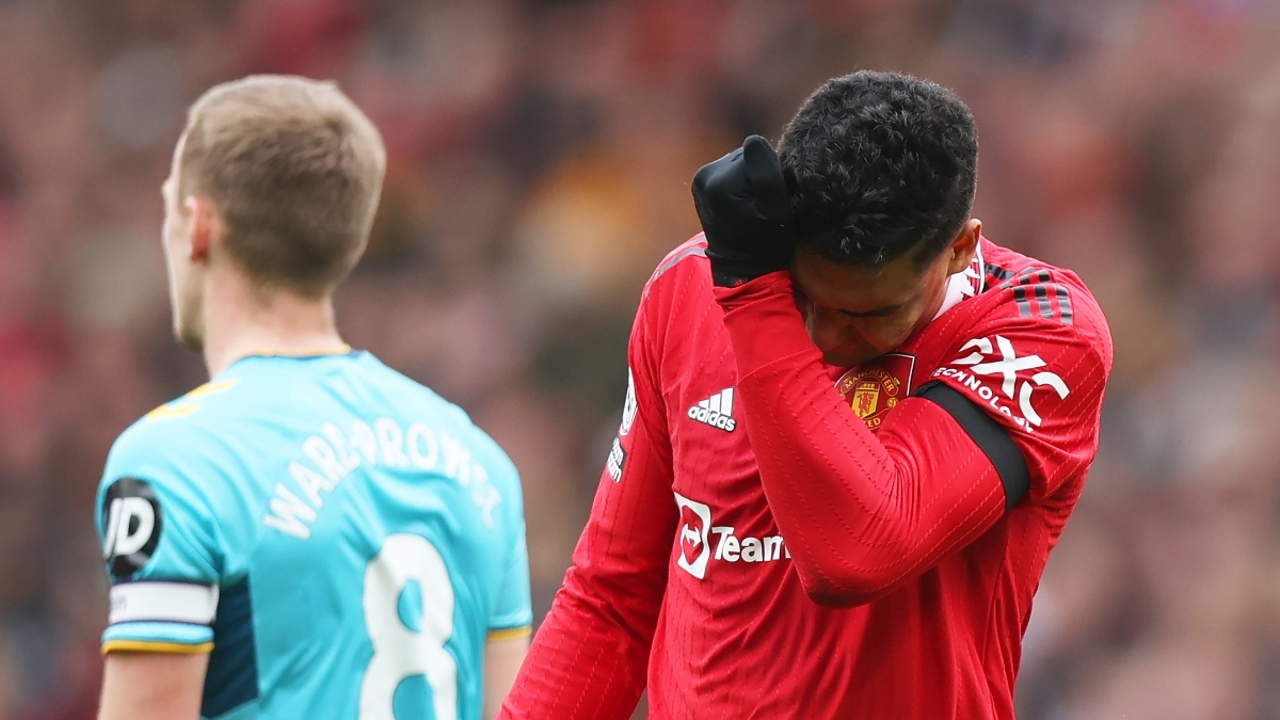 Shocking: Casemiro, on the verge of tears after his second successive Premier League red