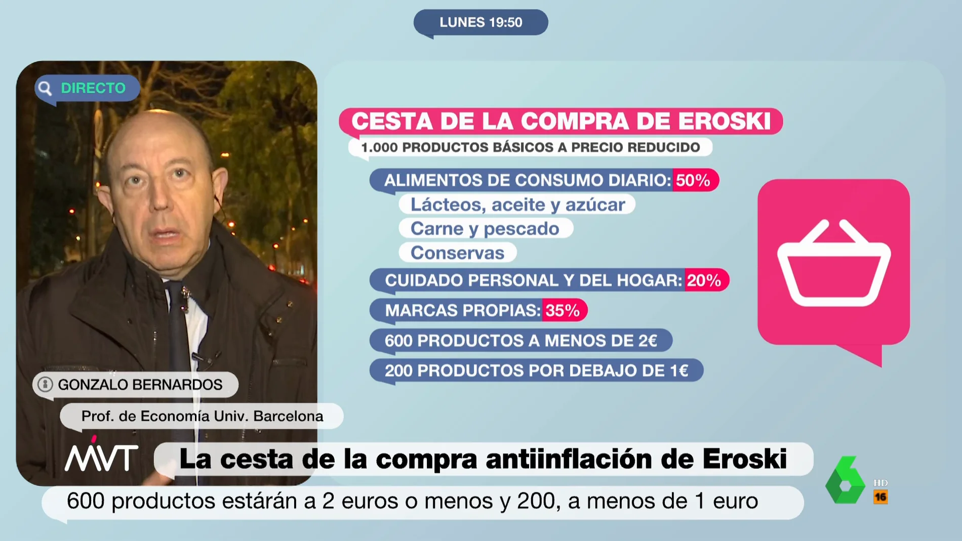 Gonzalo Bernardos explica la estrategia de Eroski y su bajada de precios a  1.000 productos: Aspira a que haya muchos más clientes