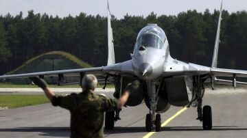 Caza MiG-29 de la fuerza aérea polaca. 