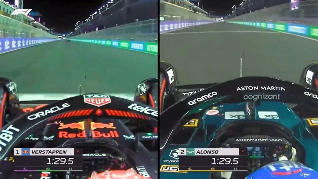 Comparativa de las vueltas de Verstappen y Alonso. 