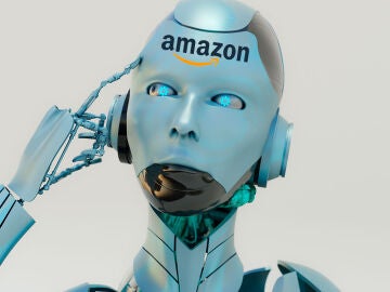 Una IA y el logotipo de Amazon