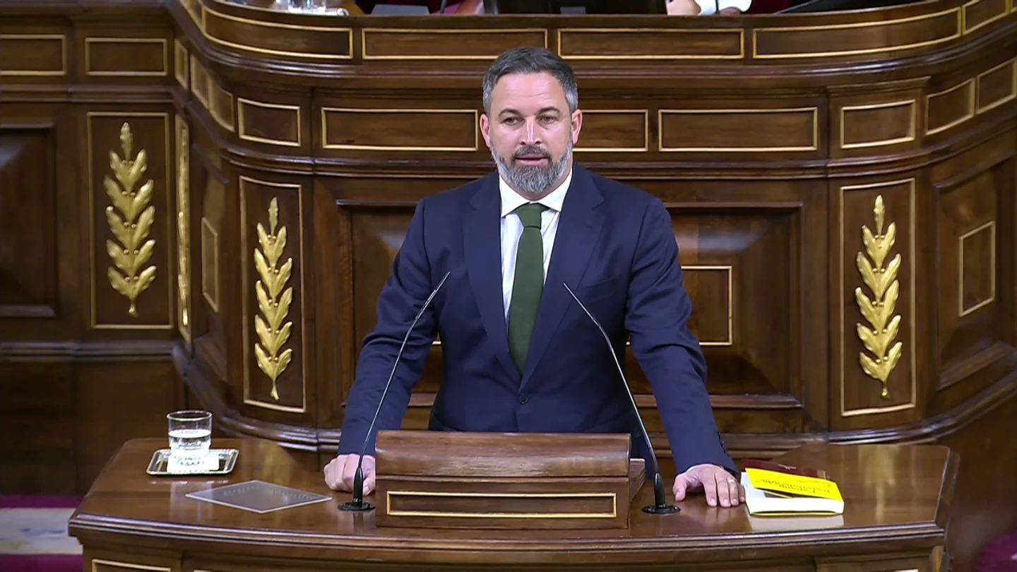 Santiago Abascal durante su intervención en el inicio de la moción de censura Santiago Abascal durante su intervención en el inicio de la moción de censura