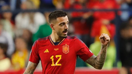 Joselu celebra un gol con España Joselu celebra un gol con España