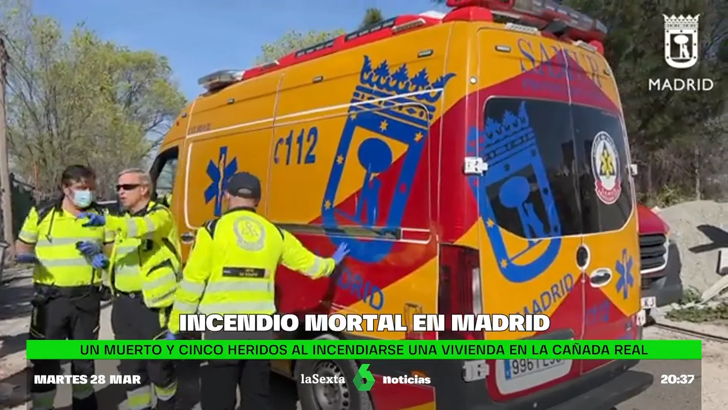 Un muerto y cinco heridos tras incendiarse una vivienda en la Cañada Real de Madrid El suceso, que se cobró la vida de un hombre de 46 años y provocó heridas de diversa consideración a otras cinco personas, tuvo lugar en la zona más desfavorecida de la Cañada Real, en Madrid. La Policía Nacional investiga las causas.
