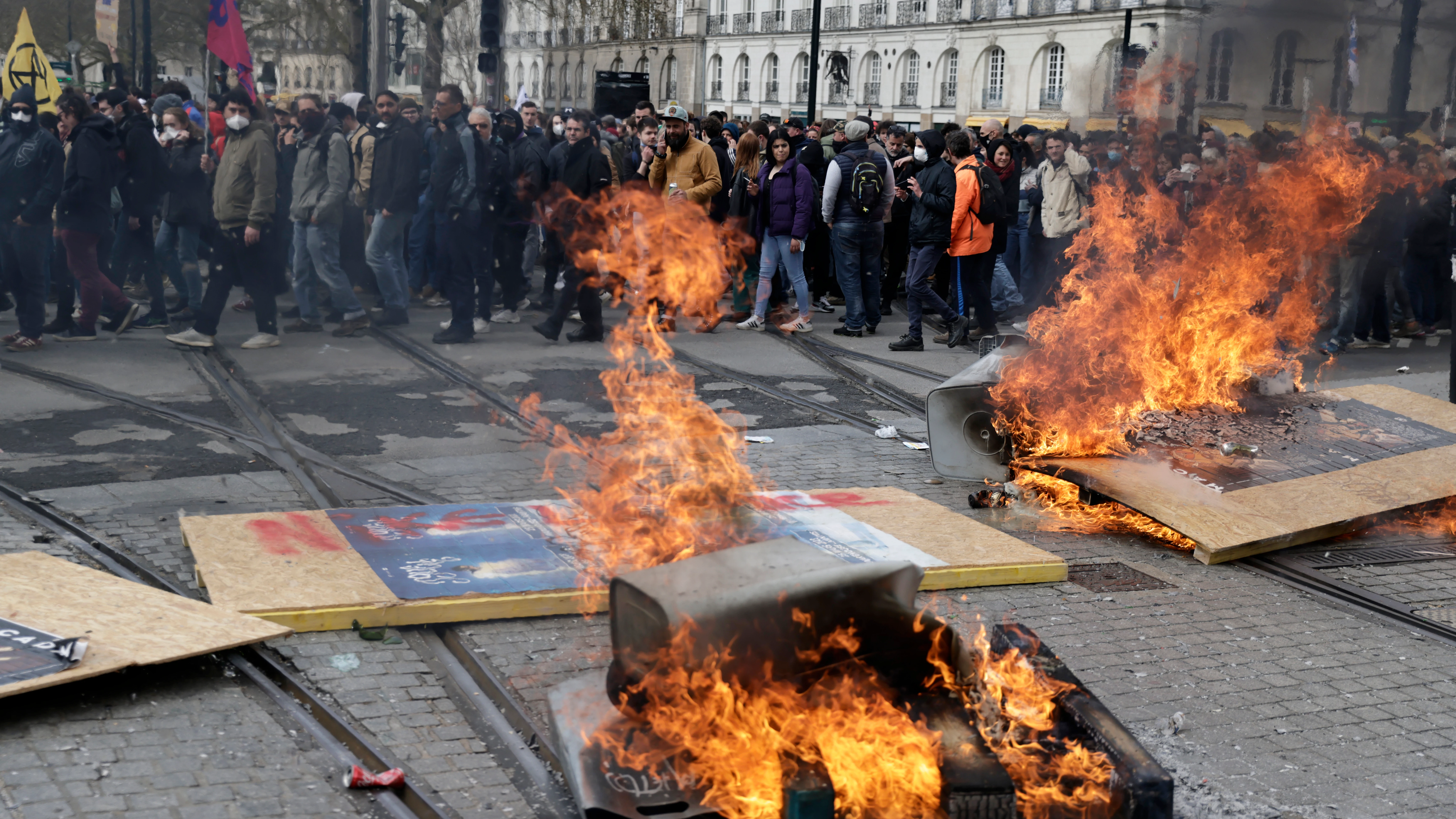 Protesta en Nantes, Francia, este 28 de marzo