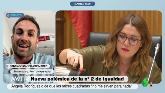 El matemático Cremades responde a 'Pam': "Las raíces cuadradas no tienen que servir para nada, son parte de la cultura general" El matemático Cremades responde a Ángela Rodríguez 'Pam': "Las raíces cuadradas no tienen que servir para nada, son parte de la cultura general"