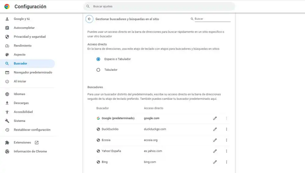 Cambiando el buscador predeterminado en Google Chrome Cambiando el buscador predeterminado en Google Chrome