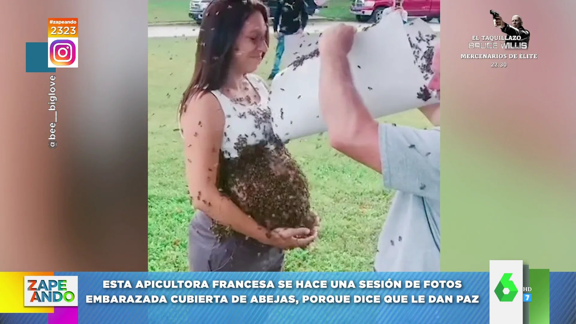 Vídeo viral de una embarazada posando con abejas en la tripa