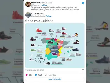 El mapa de cómo llaman a las deportivas en cada comunidad autónoma de España El mapa de cómo llaman a las deportivas en cada comunidad autónoma de España