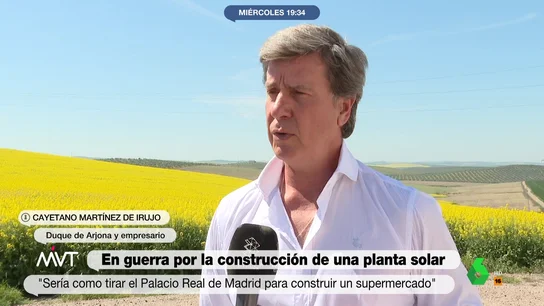Cayetano Martínez de Irujo, contra la megaplanta solar de Morente: "Es como tirar el Palacio Real para poner un supermercado" Cayetano Martínez de Irujo, contra la megaplanta solar de Morente: "Es como tirar el Palacio Real para poner un supermercado"