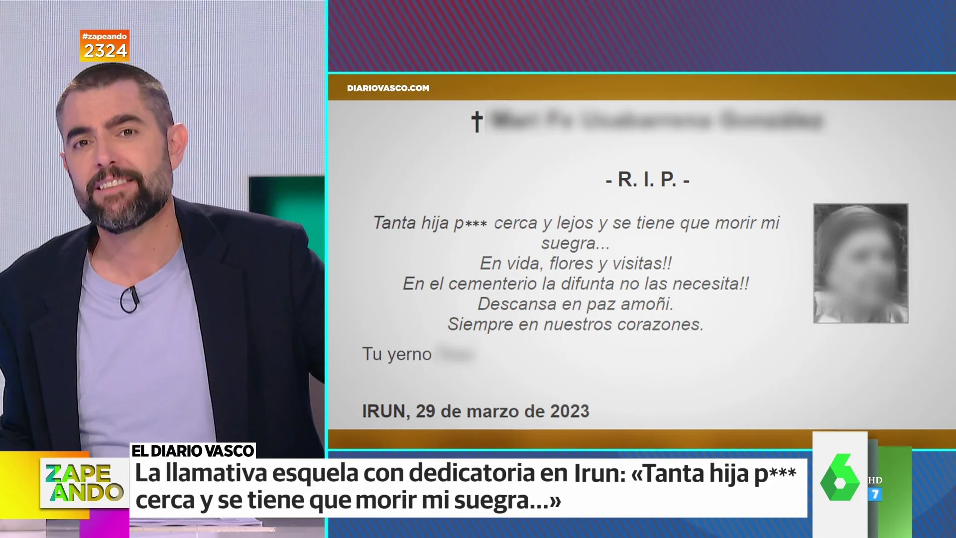 La curiosa esquela que le dedica un hombre a su suegra: "Tanta h.p. cerca y se tiene que morir mi suegra"