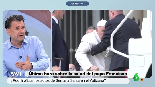 Iñaki López descubre su nexo con el papa Francisco: Estoy viendo sus enfermedades y coincidimos en algunas Más Vale Tarde repasa las últimas noticias sobre el estado de salud del papa Francisco, hospitalizado por una infección respiratoria. En este vídeo, Iñaki López repasa el listado de enfermedades del Santo Padre y descubre puntos en común.