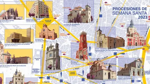 Mapa de las procesiones de Semana Santa de Madrid 2023 Mapa de las procesiones de Semana Santa de Madrid 2023