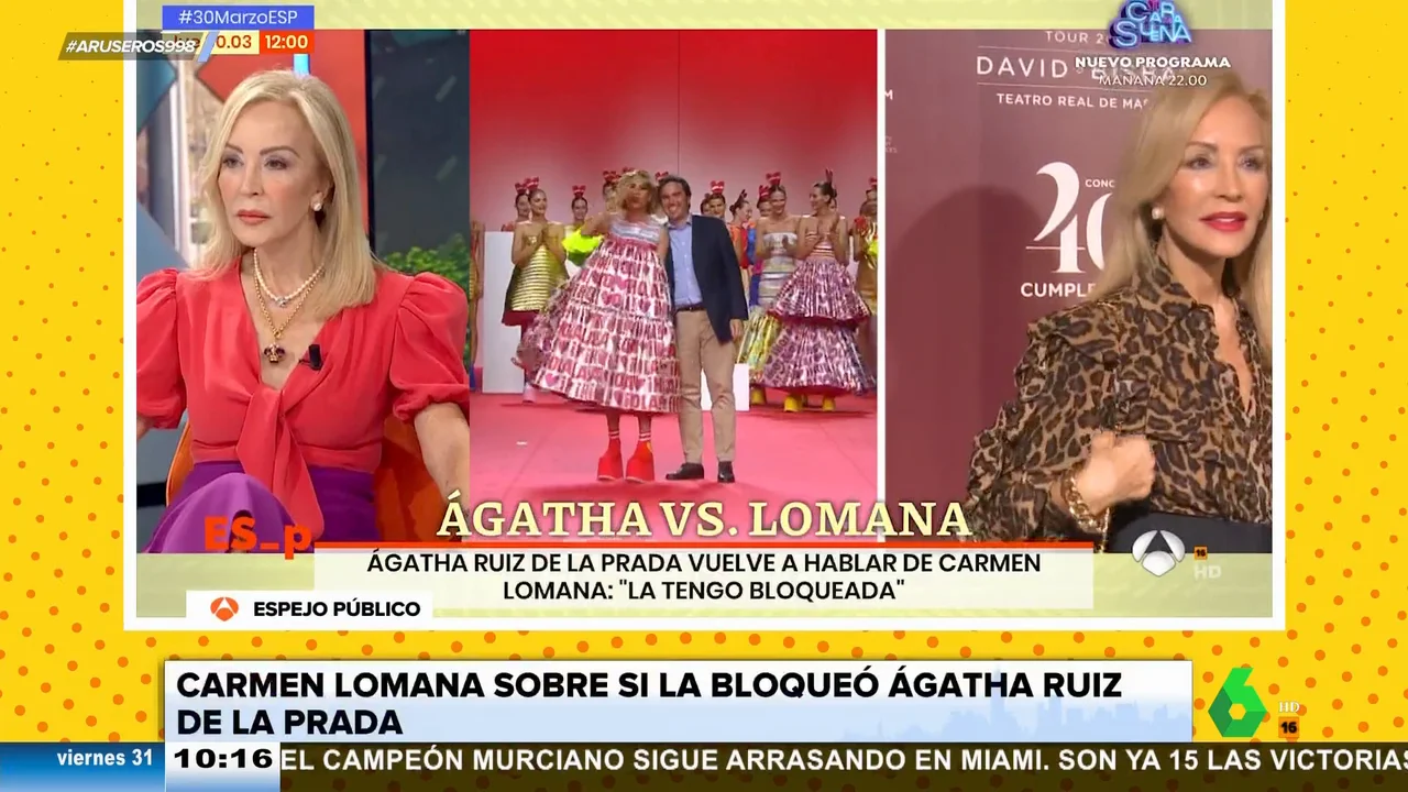 Carmen Lomana desvela el motivo por el que Ágatha Ruiz de la Prada la  bloqueó: 
