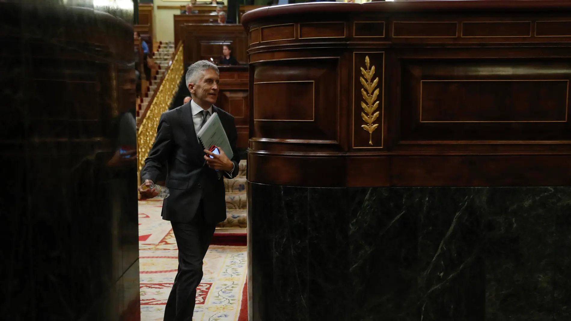  El ministro del Interior, Fernando Grande-Marlaska, durante la sesión de control al Gobierno este miércoles en el Congreso.