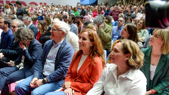 Joan Ribó, Mónica García y Ada Colau, durante la presentación de Sumar Joan Ribó, Mónica García y Ada Colau, durante la presentación de Sumar