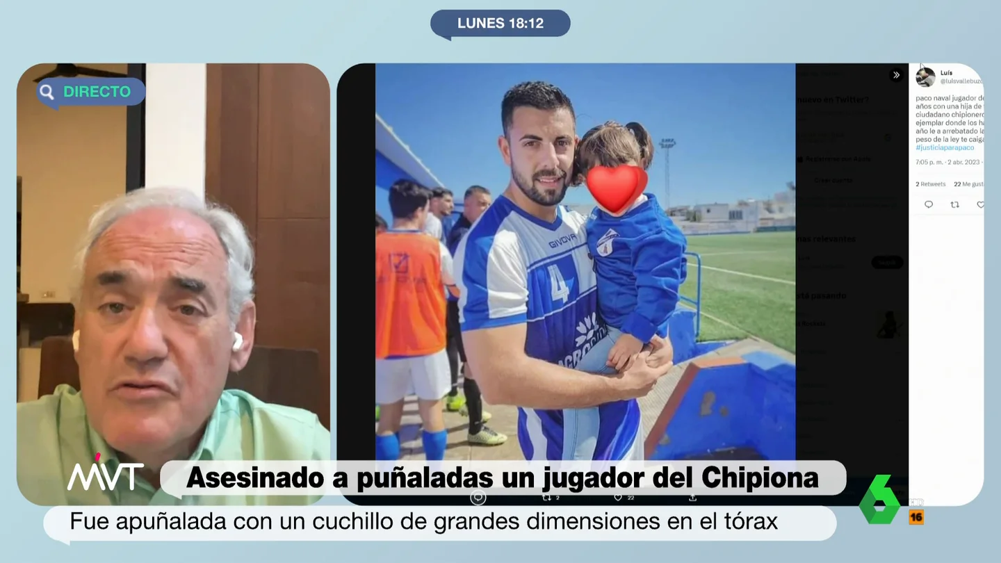 Es un crimen inmotivado, que casi siempre suele ser psicótico: José Cabrera analiza el asesinato del jugador del Chipiona CF "A veces, la persona con el trastorno mental busca una diana y esta puede ser una persona conocida que de alguna forma signifique algo especial en su delirio", explica José Cabrera, que analiza el asesinato de Paco Naval, jugador del Chipiona CF.